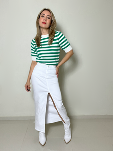 Blusa Rayas Blanco Verde