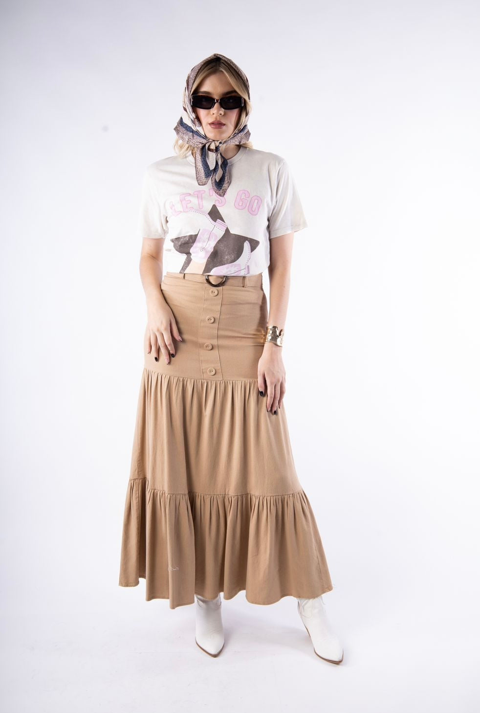 Maxi Falda Taupe cinto