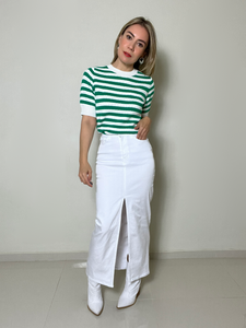 Blusa Rayas Blanco Verde