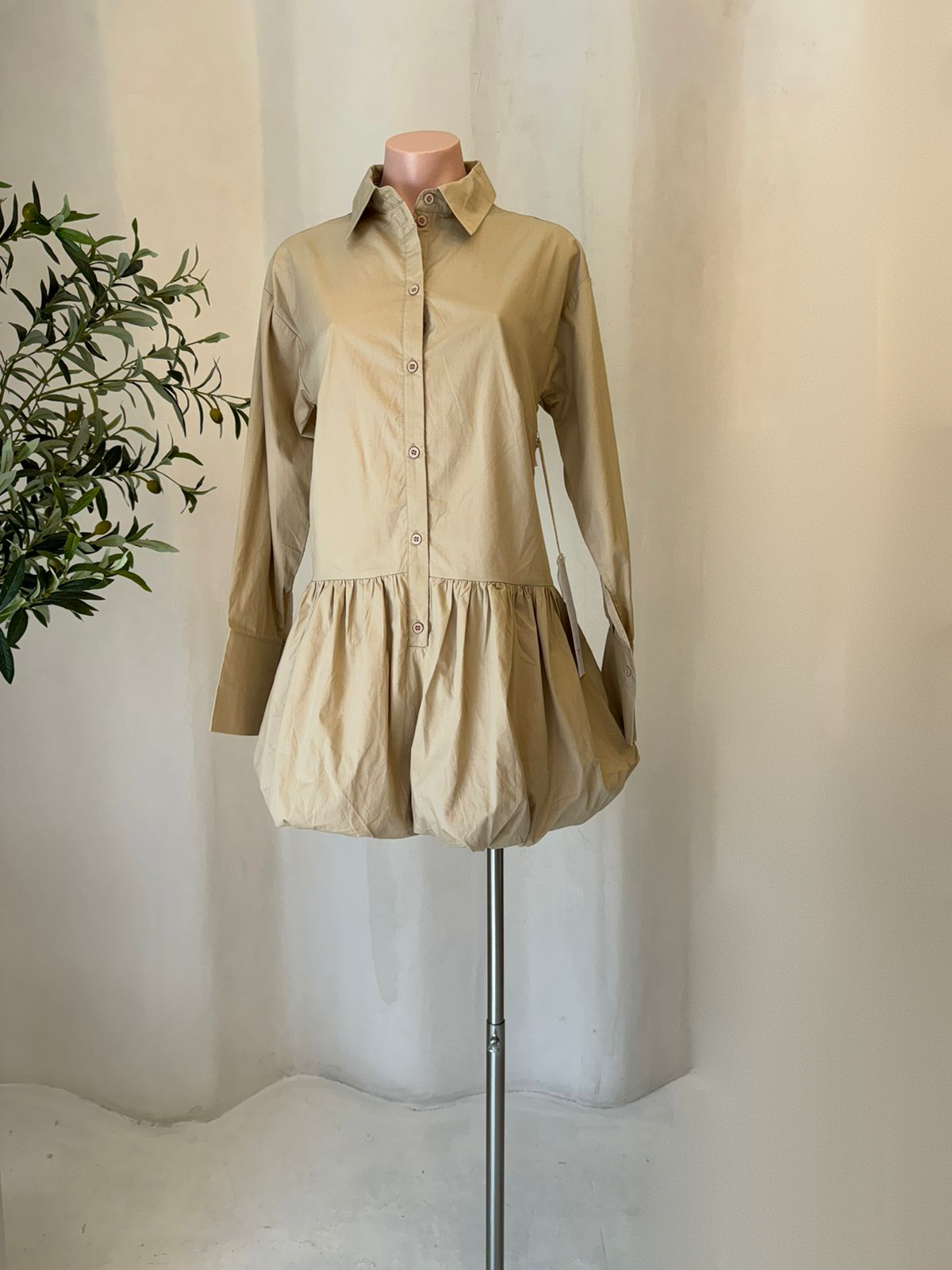 Vestido Taupe Globo Camisero